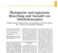 Ökologische und logistische Bewertung und Auswahl von Anlieferkonzepten